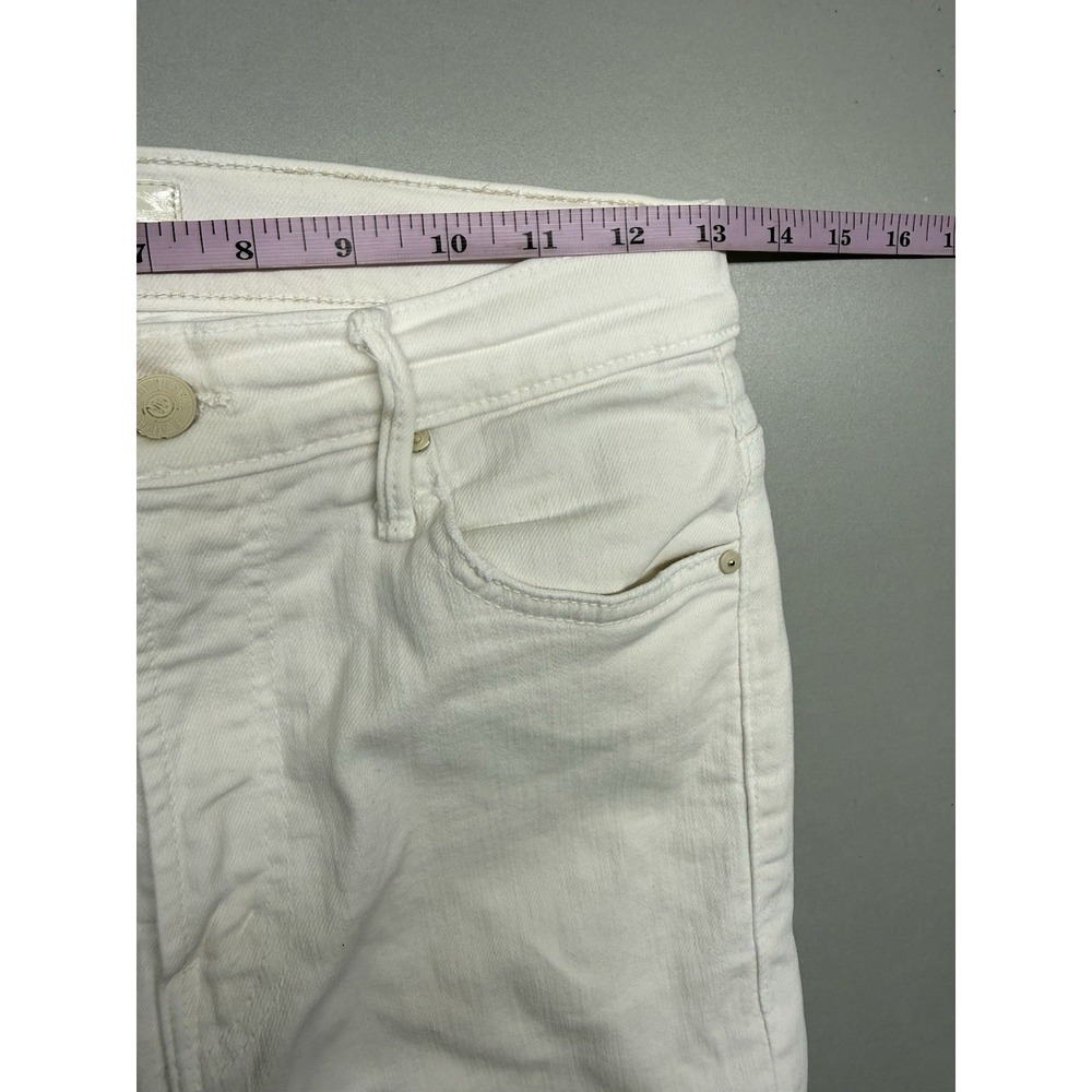 MOTHER The Insider Crop Step Fray Jeans Cream Puffs White Raw Hem Cropped Sz 27 - Picture 7 of 14